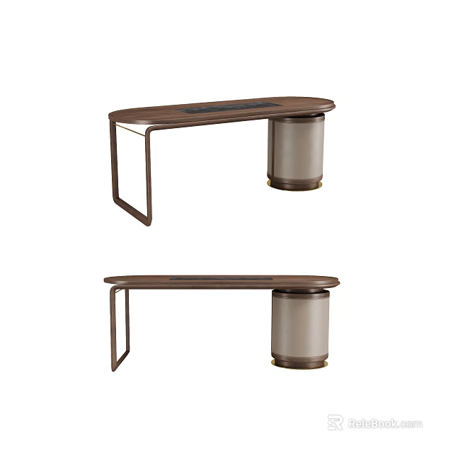 Modern Tea Table And Chair Set With Metal Frame Dark Tabletop And Cylindrical Legs 3d model 