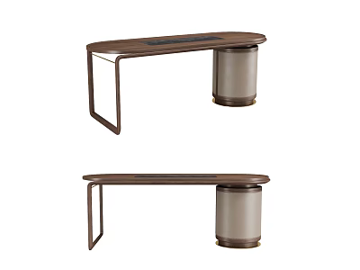 Modern Tea Table And Chair Set With Metal Frame Dark Tabletop And Cylindrical Legs 3d model