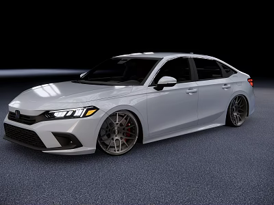 Silver Sporty Sedan Featuring Custom Wheels Modern Front Fascia And Sleek Design 3d model