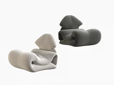 Light And Dark Gray Single Sofa With Modern Abstract Curved Design For Stylish Interior 3d model