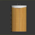 Orange Woven Cylinder Container With Lid Handles And Cross Pattern Texture