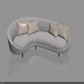 Gray Curved Sofa With White Cushions On Gray Background And Reflection 3d model