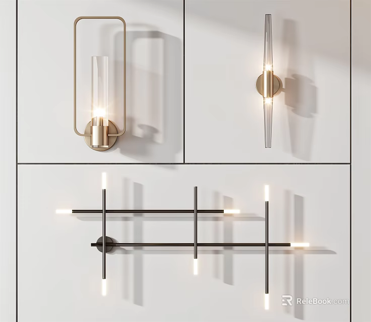 Modern Wall Lamps with Sleek Metal Design and Geometric Shapes for Contemporary Interior Decor 3d model 