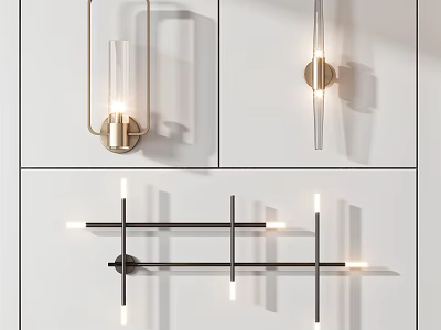 Modern Wall Lamps with Sleek Metal Design and Geometric Shapes for Contemporary Interior Decor 3d model
