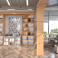 Modern Library Aesthetic Space With Wooden Shelves And Natural Light