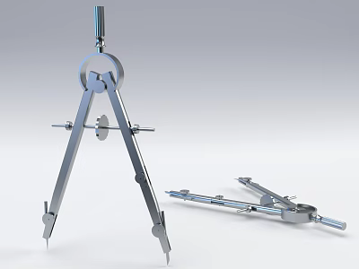 Stainless Steel Drawing Compass Tools With Adjustable Legs And Precision Drafting Components 3d model