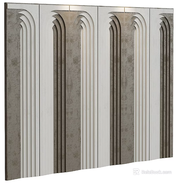 Wall Decor With Vertical Striped Pattern And Textured Color Panels 3d model 