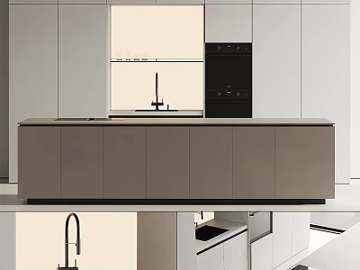 Modern Kitchen Interior With Sleek Cabinets Island Counter And Faucet Appliances 3d model