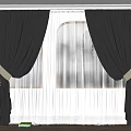 Dark Velvet Curtains With Decorative Tiebacks And White Sheer Panels By Window Light