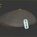 Gray Fabric Beret Hat with Stylish Label for Fashion Accessory Outfit
