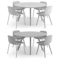 Modern Round Table with Multicolor Chairs Set for Home Dining Area 3d model