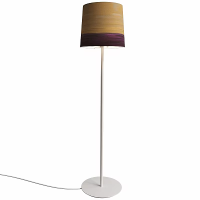 Modern Stylish Floor Lamp With Striped Fabric Shade And Sleek White Metal Stand 3d model