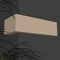 Modern Rectangular Wall Lamp With Soft Translucent Light On Gray Textured Wall With Plant Leaves