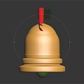 Shiny Golden Bell Christmas Decoration With Red Bow And Green Holly Leaves