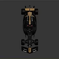 McLaren Formula 1 Racing Car with Black Orange Bodywork Yellow Wheels and Streamlined Aerodynamic Design
