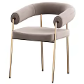 Modern Stylish Accent Chair With Light Gray Upholstery Gold Metal Legs And Curved Arms