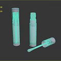 Three Pink Lip Gloss Tubes With Purple Rings And Applicator Brush