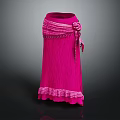 Elegant Pink Pleated Skirt With Decorative Bow And Lace Trim Details