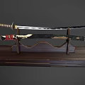 Japanese-style samurai sword 3d model