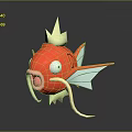 Vibrant Red Aquatic Fish With Yellow Spiky Fins Long Whiskers White Eyes And Open Mouth