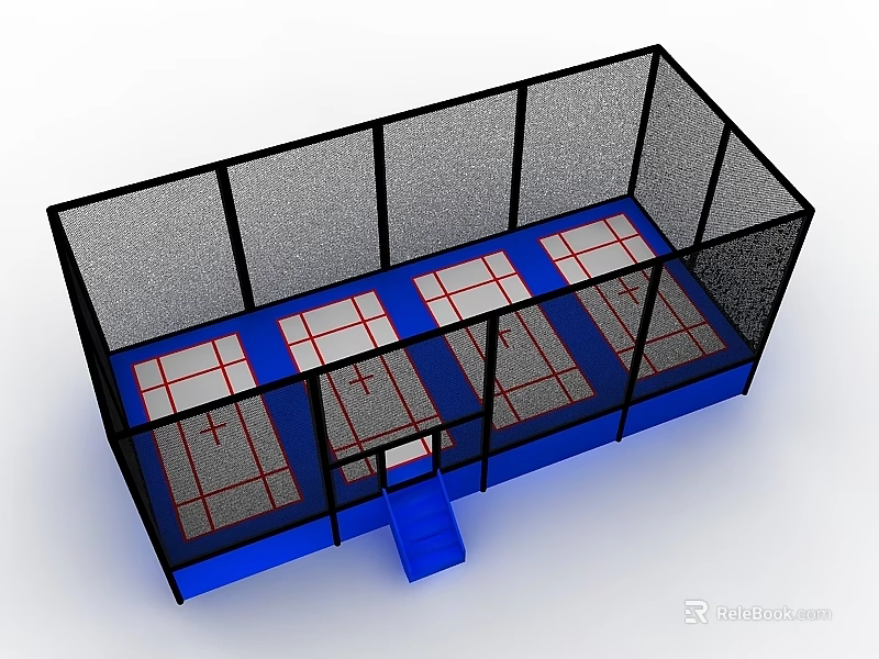 Hinged Door Blue Compartment Structure With Multiple Sections And Interior Design 3d model 