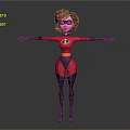 Incredibles Female Superhero Character With Red Hair Black Mask Red Bodysuit Arms Outstretched