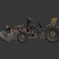 3D Model Retro Mechanical Vehicle With Yellow Seat Large Wheels And Metal Bumper