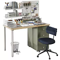 Modern Navy Blue Fabric Rolling Office Chair For Neat Home Study Work Desk Setup