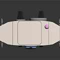 Robot With White Top Pink Antenna Blue Backpack Mechanical Arms Legs On Black Reflective Surface