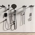 Black Shower System With Rainfall Head Handheld Sprayer And Body Jets In Modern Bathroom