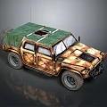 Military Off Road Vehicle With Camouflage Paint Green Canvas Top And Rugged Tires