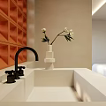Hotel Guest Room Minimalist Design Large Bed White Bedding Curved Walls And Mountain View Window