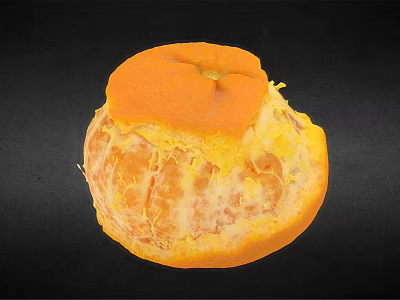 Peeled Fresh Orange with Juicy Flesh Displayed on Black Background 3d model