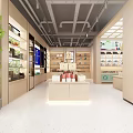 Modern Store Interior With Display Shelves Products Green Plant And Lighting