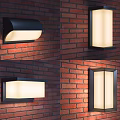 Modern Wall Lamps Mounted on Red Brick Wall with Black Frame and White Shade