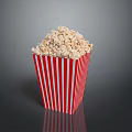 Delicious Fresh Popcorn Snack in Red and White Striped Paper Bucket