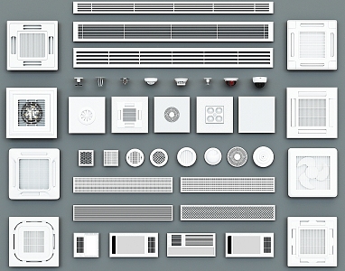 Modern air outlet central air conditioning pipe machine aluminum alloy louver outlet return port delivery port Yuba fire sprinkler alarm 3d model