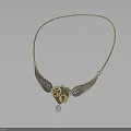 Elegant Steampunk Necklace With Wing Design And Gear Pendant On Golden Chain