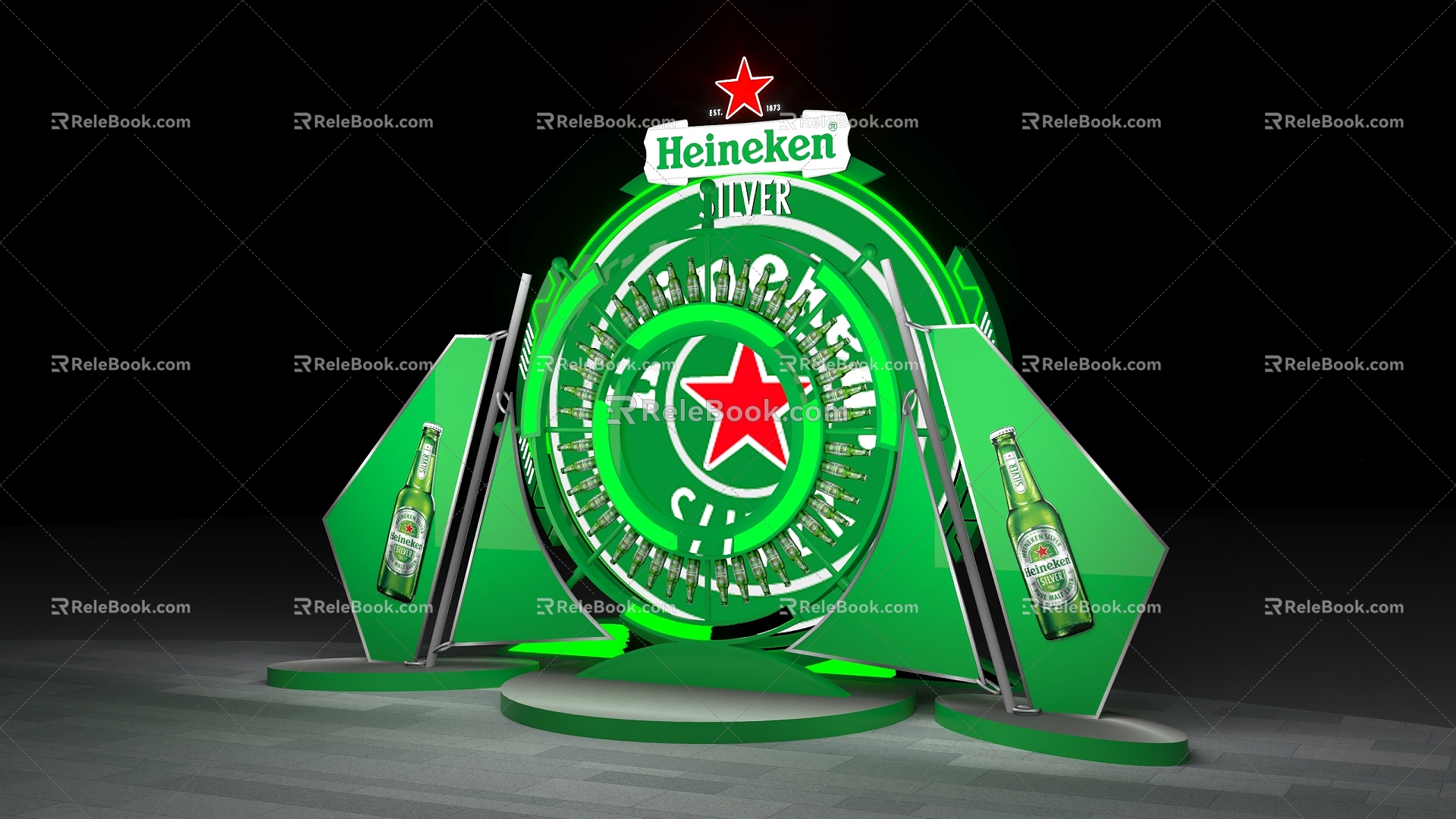 Modern Beer Meichen Photo Punch-in Heineken Beer Display Shines 3d model