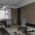 Modern Minimalist Integrated Living And Dining Room With Wood Panel Walls And Elegant Soft Furnishings