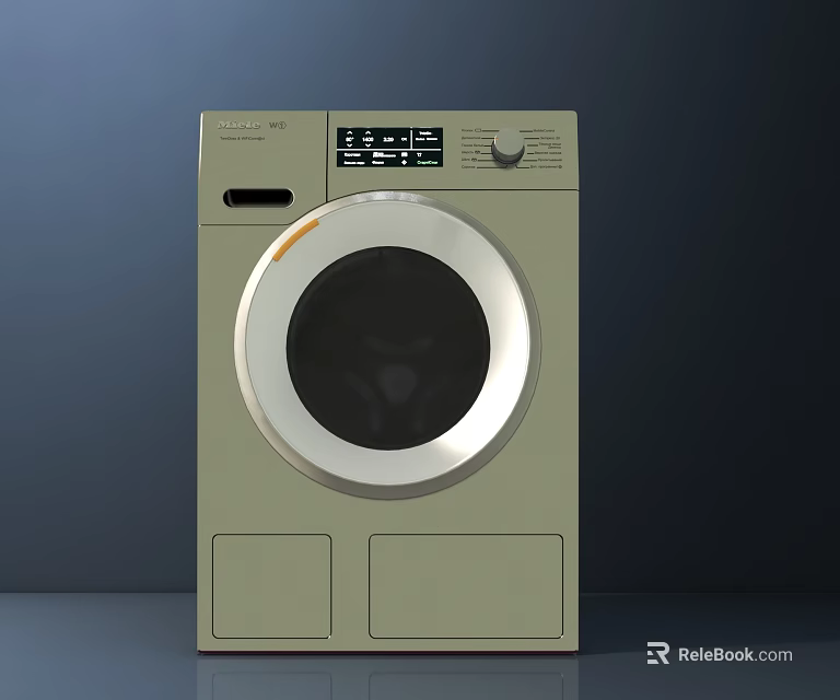 Sleek Modern Washing Machine With Round Front Door Control Panel And Bottom Drawers 3d model 