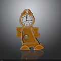 Orange Human Shaped Mantel Clock With Phinney Brand White Face And Gold Pendulum Design