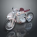 BMW Classic Motorcycle With Beige Body Red Seat And Shiny Exhaust