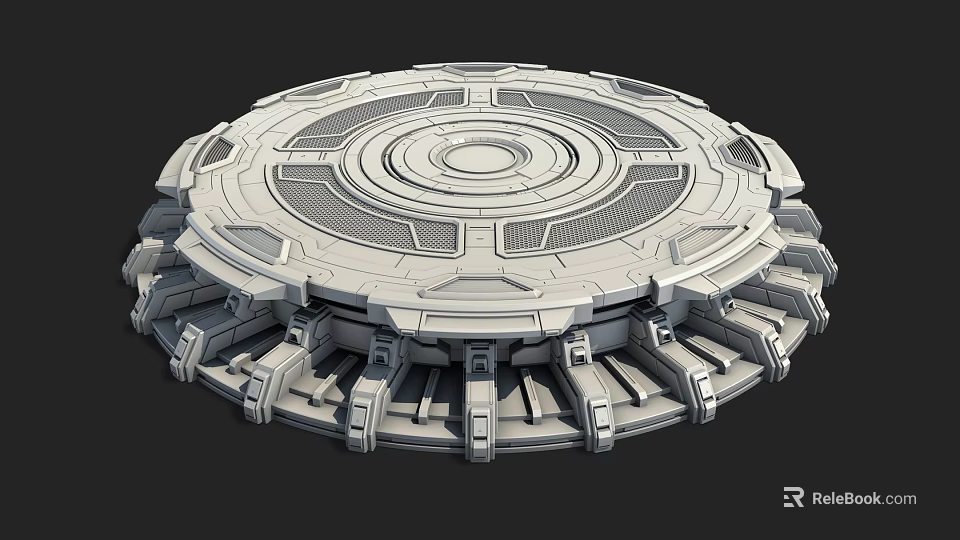 Industrial Equipment Platform Featuring Circular Design And Mechanical Components Structure 3d model 