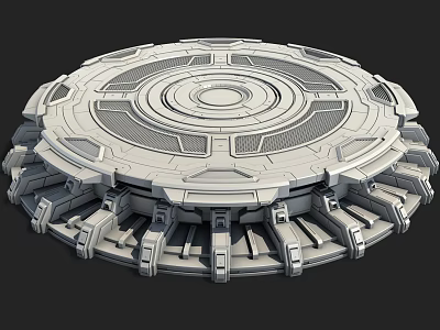 Future Science Fiction Mechanical Booth Science Fiction Disc Science and Technology Display Desk Science Fiction Cylinder 3d model