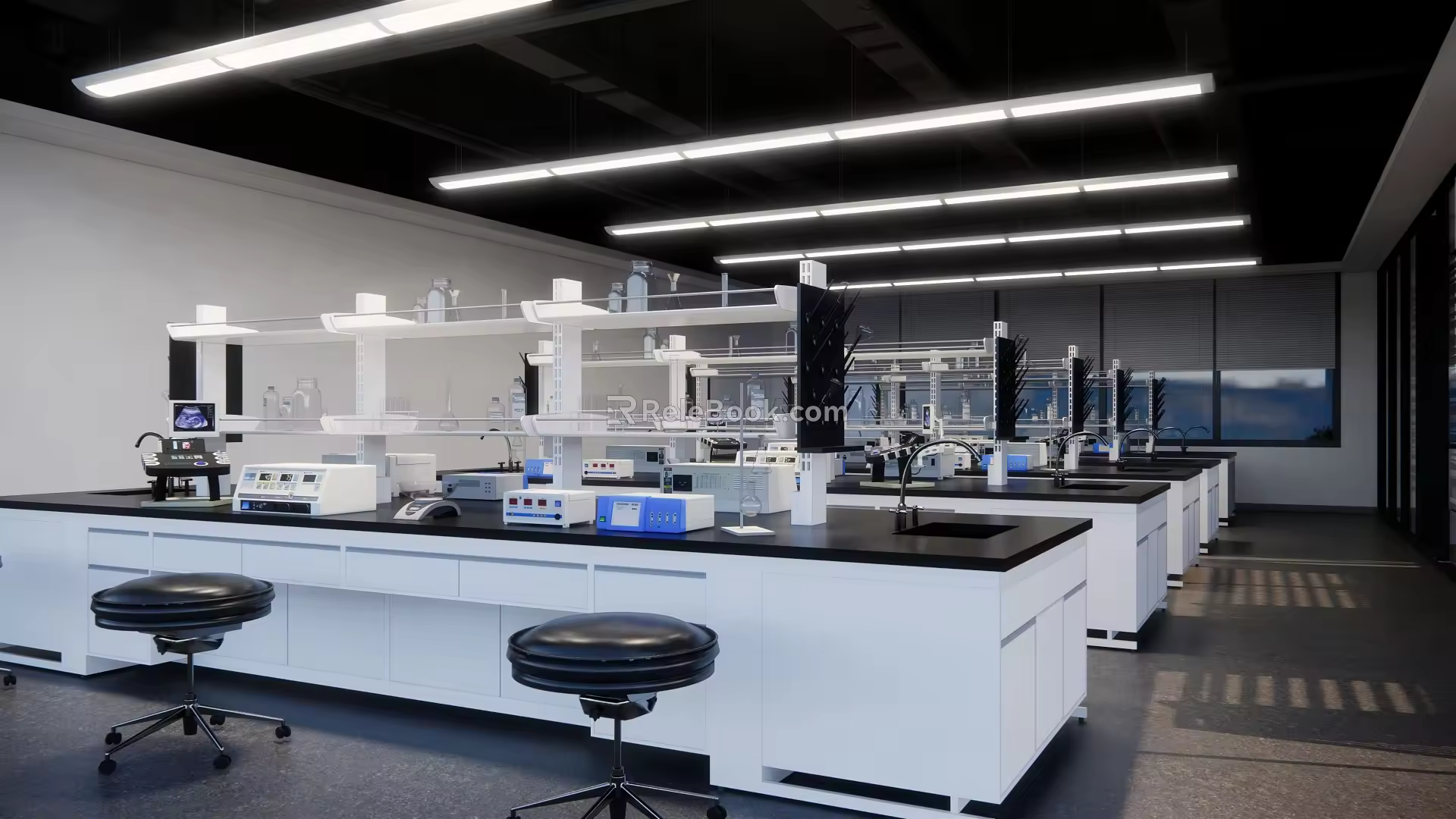 Modern laboratory school experimental classroom 3d model