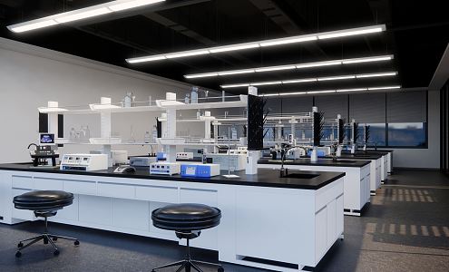 Modern laboratory school experimental classroom 3d model