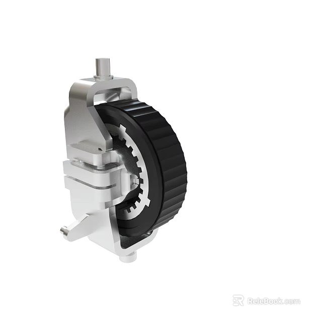 Mechanical Component With Silver Metal Structure Black Gear And Rotating Parts 3d model 