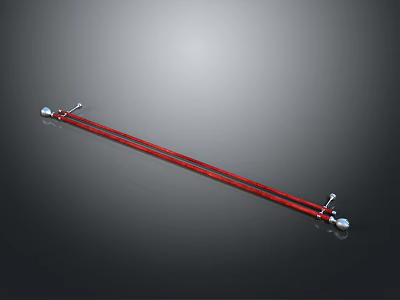 Red Adjustable Tension Rod With Sturdy Metal Ends For Household Use 3d model