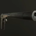 Vintage Pistol with Metal Body Black Textured Grip and Classic Design